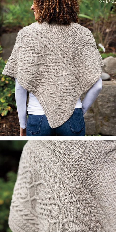 Bobble Stitch Crochet, Aran Knitting Patterns, Poncho Knitting Patterns, Knitted Shawl, Crochet Cable, Shawl Crochet, Cable Knitting, Poncho Pattern, Shawl Knitting Patterns