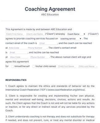 Sign up clients for your coaching services online. Free agreement form template for coaches. Easy to customize and share. Works on any device. No coding. Coaching Contract Template, Coaching Program Template, Life Coach Templates, Life Coaching Worksheets Free Printables, Online Fitness Coaching Business, Life Coaching Tools Worksheets Free, Motivation Topics, Life Coaching Quotes Inspiration, Holistic Coaching
