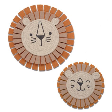 Lambs & Ivy Jungle Adventure 2-Piece Yarn/Felt Lion Wall Decor - 9 & 12.5 Inch - Bed Bath & Beyond - 41187258 Lion Nursery Theme, Felt Lion, Lion Wall Decor, Adventure Wall Decor, Lion Ornament, Mini Crib Bedding, Adventure Wall, Wall Decor Storage, Lambs & Ivy