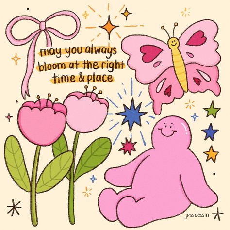 🌷⭐️🌱 #illustrator #artwork #artoftheday #artistsoninstagram #inspiredaily #motivationalquotes #positivevibes #personaldevelopment #creativepreneur #digitalart #procreate #artistlife #thrivingartist #growthmindset #mindfulness #selflove #motivate Mr Bubbles, Love Through Art, Illustrator Artwork, Cute Motivational Quotes, Work Stickers, Happy Minds, Words Of Affirmation, Happy Words, Right Time