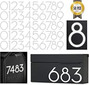 Amazon.com: 3 inch Reflective Mailbox Numbers Sticker (0-9, 5 Sets) Modern Number Vinyl Waterproof Number Self Adhesive Sticker for Signs, Door, Cars, Trucks, Home, Business, Address Number : Tools & Home Improvement Mailbox Numbers Vinyl, Black Mailbox, Large Mailbox, Mailbox Address, Mailbox Accessories, Mailbox Numbers, Business Address, Address Numbers, Porous Materials