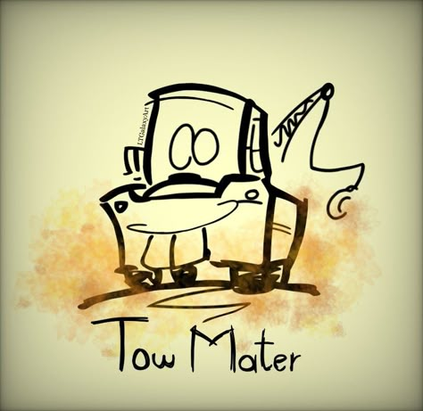 Cars Movie Drawing Easy, Mater Cars Tattoo, Lightning Mcqueen Doodle, Mater And Lightning Mcqueen Tattoo, Mater Tattoo Ideas, Tow Mater Fanart, Cars Movie Tattoo Ideas, Tow Mater Tattoo, Disney Cars Art