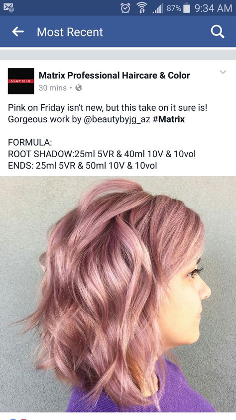 Matrix color Matrix Hair Color Formulas, Matrix Hair Color, Rose Gold Hair Brunette, Biolage Hair, Hair Color Images, Matrix Hair, Color Formulas, Gold Hair Colors, Matrix Color