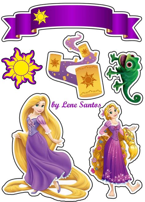 Disney Window Decoration, Tangled Cupcakes, Disney Princess Stickers, Rapunzel Cake Topper, Rapunzel Birthday Cake, Bolo Rapunzel, Disney Cake Toppers, Rapunzel Cake, Rapunzel Birthday