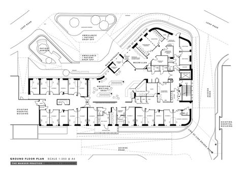 Gallery of Hospitals and Health Centers: 50 Floor Plan Examples - 21 Hospital Site Plan, Site Development Plan Architecture, Campus Plan, Hospital Plan, Hospital Floor Plan, Site Development Plan, Hospital Design Architecture, Site Plan Design, Hospital Plans