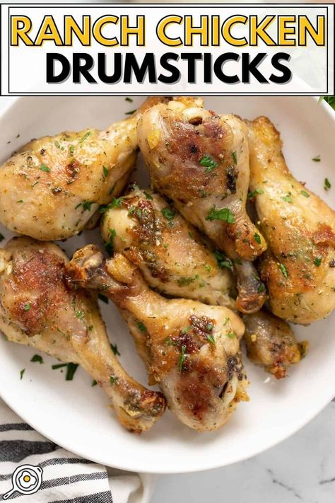 Ranch chicken drumsticks are an easy and flavorful main dish for dinner that you can make with just a few simple ingredients. Recipes For Chicken Drumsticks, Ranch Drumsticks, Ranch Chicken Drumsticks, Grocery Ideas, Baked Drumsticks, Chicken Breast Dishes, Inexpensive Recipes, Recipes Restaurant, Chicken Drumstick Recipes