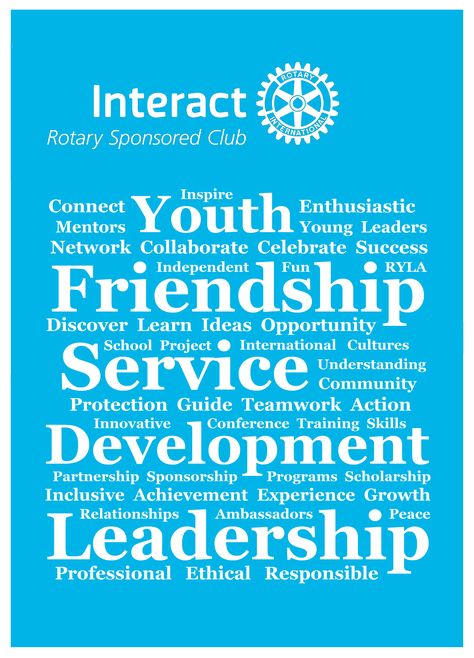 Rotary Mini Poster - Interact Word Cloud by GT Interact Club Projects, Interact Club, Career Lessons, School Poster, Rotary Club, Club Poster, School Clubs, Data Management, Word Cloud