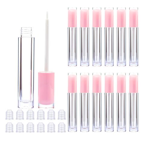 Lip Gloss Brush Wand Tubes Empty, 12 Pack 5ml Lip Gloss Containers with Wand, 12 Light Pink Lip Gloss Tubes Diy Balm, Uñas Aesthetic, Apply Lip Gloss, Lip Gloss Containers, Light Pink Lip Gloss, Lip Gloss Balm, Diy Lip Gloss, Lipstick Tube, Lip Balm Tubes