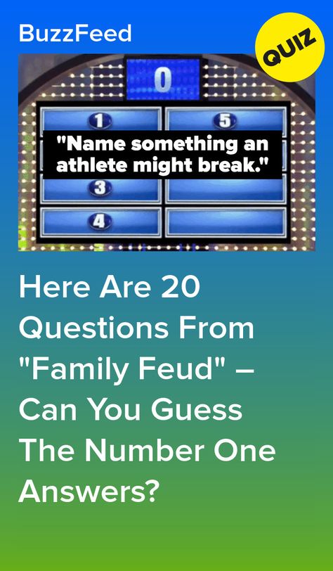 Here Are 20 Questions From "Family Feud" – Can You Guess The Number One Answers? Family Fued Game Diy Board, Family Fued Questions And Answers, Family Fued Game Diy Questions, Game Show Questions, Family Feud Game Questions, Family Feud Questions And Answers, Cabin Games, Family Feud Questions, Christian Games