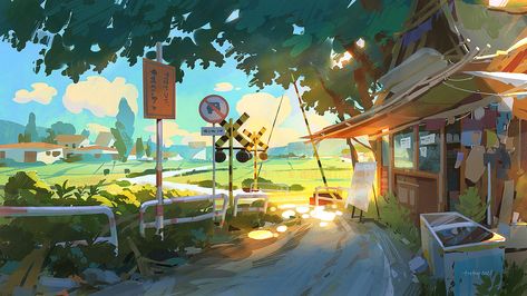 Environment Painting, 동화 삽화, Concept Art Tutorial, Summer Illustration, Landscape Concept, Perspective Art, Summer Painting, Concept Artist, Speed Paint