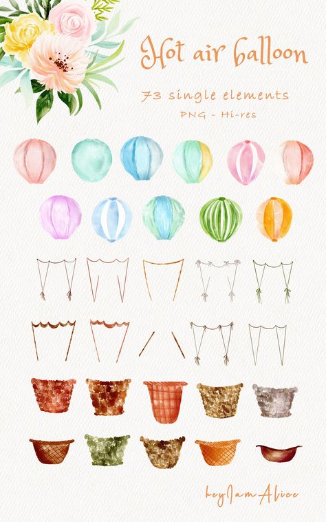 Watercolor Hot Air Balloon Painting, Watercolour Hot Air Balloon, Hot Air Balloon Painting, Hot Air Balloon Watercolor, Air Balloon Watercolor, Watercolor Hot Air Balloon, Hot Air Balloon Pattern, Balloon Watercolor, Watercolor Balloons