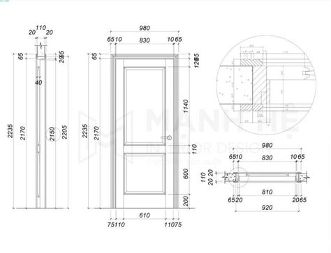 Door Measurements Plan, Door Details Drawing Architecture, Door Section Detail Drawing, Door Detail Drawing Architecture, Door Section Detail, Door Dimensions Standard, Door Detail Drawing, Door Elevation, Panel Door Design