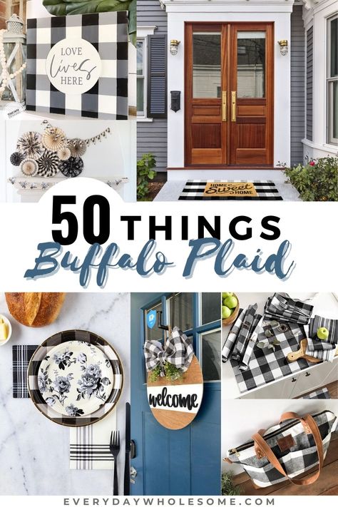 50 Ideas on How to How to decorate with Buffalo check plaid black & White gingham for everyday and also including some Christmas tree decor for your holiday home decorating. A few ideas have red black and white also. Table settings, bags, shoes, rugs, welcome mats, front porch deor, welcome door hangers signs and wreaths, placemats, place mats, signs wall art, pillows, curtains, ribbon, table runners and more. #buffalocheck #buffaloplaid #blackandwhite #homedecor Buffalo Plaid Table Decor, Plaid Living Room, White Porch, Buffalo Plaid Christmas Decor, White Things, Buffalo Plaid Decor, Buffalo Plaid Christmas Tree, Wal Art, Plaid Christmas Decor