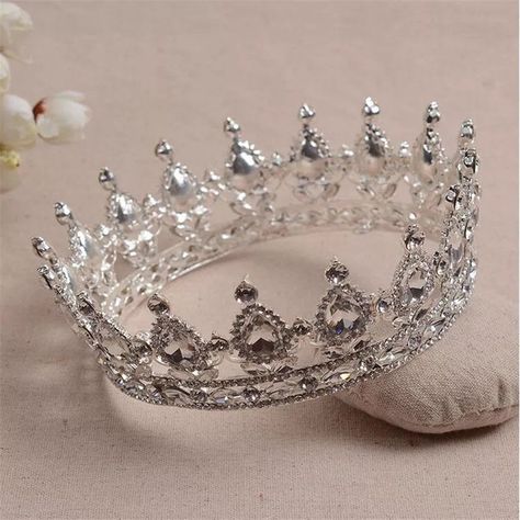 Tiara Accessories, Bridal Crown Tiara, Hair Accessories Tiara, Crystal Wedding Tiaras, Crystal Crown Wedding, Crown Silver, Crown Crystal, Silver Head Piece, Hair Accessories Wedding