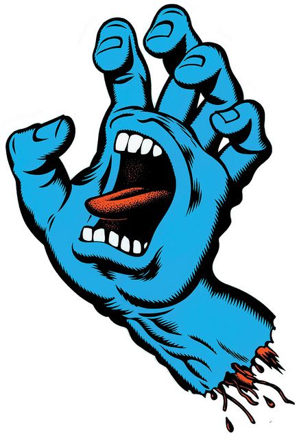 Jim Phillips for Santa Cruz skateboards Santa Cruz Logo, Screaming Hand, Hand Wallpaper, Skateboard Logo, Skate Stickers, Skate Art, Graffiti Characters, Skateboard Design, Skateboard Stickers