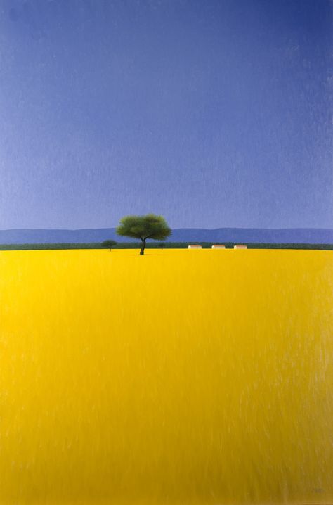 Grassland Landscape, Yellow Field, Lone Tree, Landscape Art Painting, Abstract Art Landscape, Abstract Landscape Painting, Taos, Painting Art Projects, Watercolor Landscape