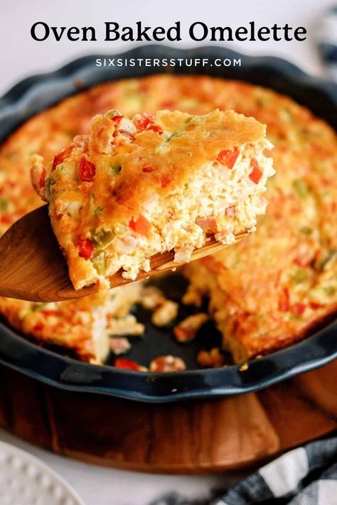 Oven Baked Omelette Recipe (a family favorite breakfast) Oven Omelette Recipe, Oven Baked Omelette, Baked Omelette Recipe, Oven Omelette, Baked Omelette, Baked Omelet, Omlet Recipes, Omelets Recipe, Breakfast Casseroles