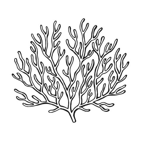 Vector coral hand drawn illustration con... | Premium Vector #Freepik #vector #sea-drawing #aquarium-logo #coral #water-doodle Coral Drawing, Outline Illustration, Drawing Vector, Coral Print, Church Activities, Hand Drawn Illustration, Outline Drawings, Drawn Illustration, Vector Hand