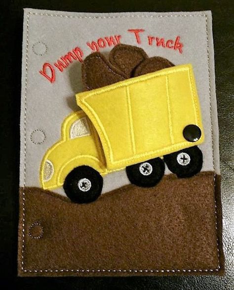 Quiet book page is useful for toddlers and little children at home or when you are traveling somewhere, in car, in plane or simple waiting for for an appointment. It's a silent toy. Put the rock in your truck and then dump them out Page is 5 x 7 Quiet book w/ 2 pages is available on listing: https://www.etsy.com/listing/595956506/quiet-book-and-any-2-pages?ref=shop_home_active_13 Made in the USA smoke free home