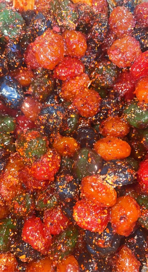 tropical fruit gushers with chamoy and tajin Chamoy And Tajin Fruit, Tajin Gummies, Drinks With Chamoy And Tajin, Fruits With Chamoy And Tajin, Chamoy And Tajin Candy Recipe, Chamoy And Tajin Gushers Recipe, Fruit Gushers, Disney Themed Food, Mexican Snacks