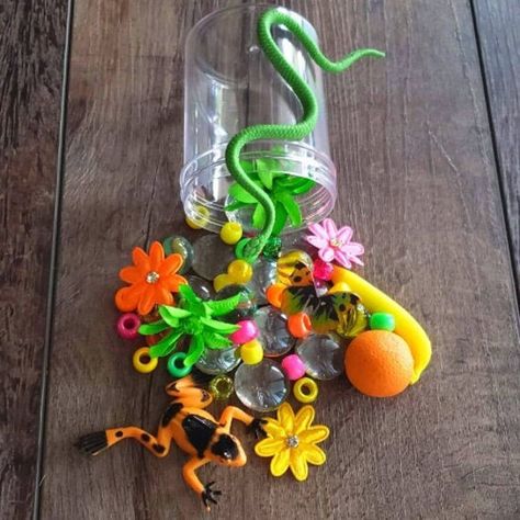 Plastic Jars With Lids, Flat Marbles, Beads Butterfly, Rainforest Animals, Wooden Scoop, Classroom Gifts, Color Sorting, Plastic Jars, Wood Tree