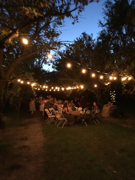 Backyard Party Ideas Night, Outdoor Barbeque Ideas Party, 18th Backyard Party, Orchard Dinner Party, Summer Evening Garden Party, Outdoor Night Birthday Party, Countryside Birthday Party, Evening Birthday Party Ideas, Garden Party Evening