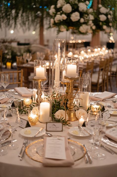 Wedding Theme Indoor Receptions, Long Table And Round Table Wedding, I Luv Sarahii Wedding, Victorian Wedding Reception Decor, September Wedding Reception Ideas, Minimal Flower Wedding Table, White And Green And Gold Wedding, Neutral Outdoor Wedding, Nonfloral Centerpiece Ideas Wedding