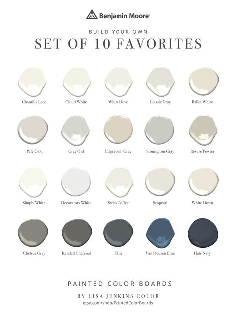 Favorite Benjamin Moore Whites Neutrals Deeps L Choose - Etsy Benjamin Moore Whites, Alpine Decor, Things Paint, Paint Board, Choosing Paint Colours, Benjamin Moore White, South Lebanon, Choosing Paint, Color Boards