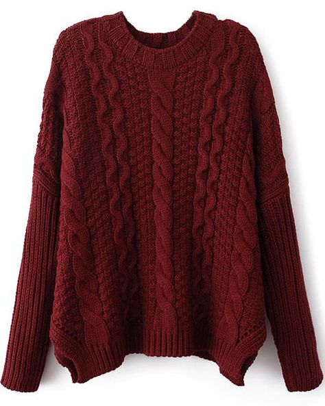 Shop Wine Red Long Sleeve Cable Knit Loose Sweater online. SheIn offers Wine Red Long Sleeve Cable Knit Loose Sweater & more to fit your fashionable needs. Twist Shirt, Wine Sweater, Red Cable Knit Sweater, Red Pullover Sweater, Burgundy Shirt, Red Jumper, Chunky Cable Knit Sweater, Red Pullover, Wine Shirts