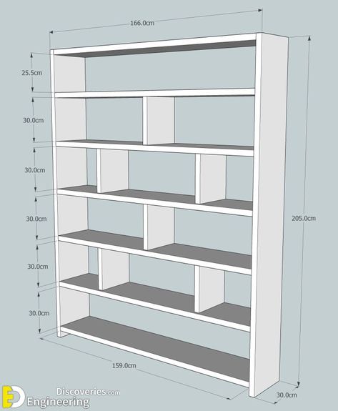 Important Dimensions And Ideas For Designing Libraries | Engineering Discoveries Regal Design, Home Library Design, Bookshelf Design, Wooden Bookcase, Bookshelves Diy, घर की सजावट, Shelf Design, Home Library, Design Case