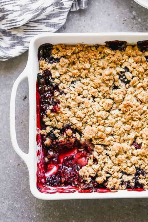 Triple Berry Crisp Recipe - Tastes Better From Scratch Healthy Berry Crisp, Summer Bakes, Trending Food Recipes, Mixed Berry Crisp, Berry Crisp Recipe, Trending Food, Autoimmune Recipes, Berry Crisp, Blueberry Crisp