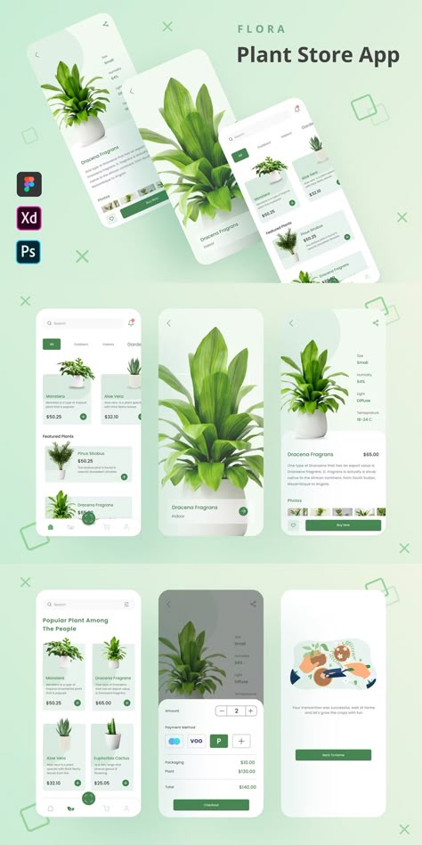 Gardening App Design, Plant Shop Web Design, Plant App Design, Plant Catalog Design, Plant Website Design, Plant Website, Garden App, Moodboard App, App Template Design