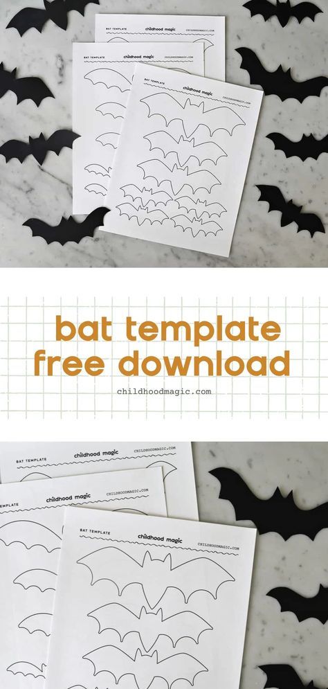 Bat Template - Free Printable - Childhood Magic Bat Pattern Templates Free Printable, Bat Template Free Printable, Bats For Halloween, Bat Printable, Paper Bats, Bat Template, Bat Shape, Bat Coloring Pages, Paper Bat