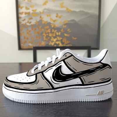 ad eBay - Nike Air Force 1 Custom Hand Painted Shoes Light Brown Black Cartoon Art Mens - Buy Now, click the link (eBay) Painted Af1, Buty Marki Nike, Custom Sneakers Diy, Nike Air Force 1 Custom, Boty Nike, Air Force 1s, Air Force 1 Custom, Custom Air Force 1, Cute Nike Shoes