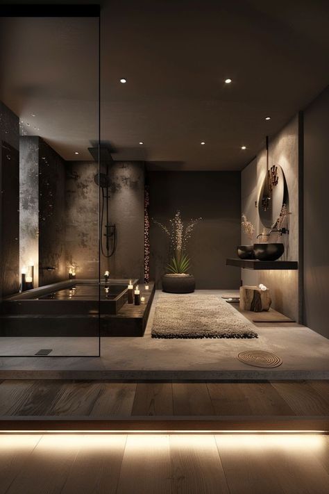 Luxurious Apartment Bathroom, Jacuzzi In Bathroom Ideas, Luxury Large Bathroom, Bathroom Ideas Modern Luxury Big, Home Decor Luxury Elegant, Bath Luxury Design, Dream Home Design Bathroom, Bathroom Lighting Design Ideas, Luxury Homes Decor