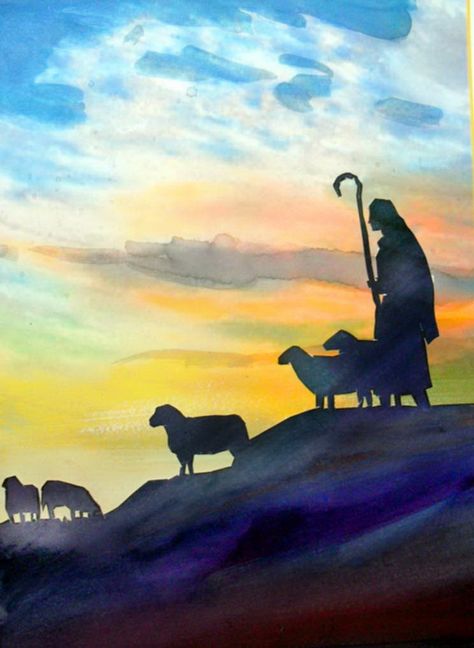 Bible Story Paintings, Bible Story Illustrations, Shepherd Illustration, Shepherd Painting, Bible Artwork, Biblical Paintings, Watercolor Workshop, Bible Illustrations, Childrens Bible