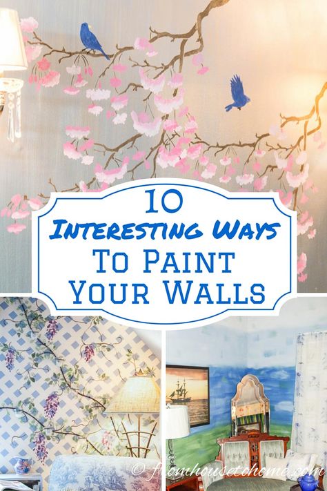 10 Interesting Ways To Paint Your Walls | Looking for some ways to add interest to your room? Check out these paint treatments...#4 is my favorite! Argyle Wall, Creative Wall Painting Ideas, Wedding Wand, Herringbone Wall, Creative Wall Painting, House To Home, Ombre Wall, Trending Paint Colors, Interior Decorating Tips