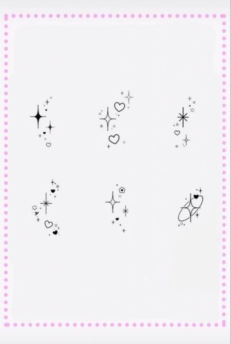 Heart Star Tattoo, Star Tattoo Aesthetic, Kaomoji Tattoo, Heart And Star Tattoo, Vintage Aesthetic Tattoos, Tattoo Ideas Aesthetic, Aesthetic Stars, Sparkle Tattoo, Tattoos Cute