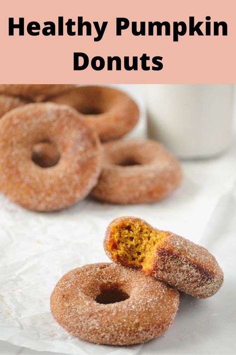 Pumpkin Donuts. This healthy donut recipe is one of my go to fall recipes. These donuts are light and fluffy and topped with cinnamon sugar! They are also baked which means less calories and even less of a mess! Follow me for more easy dessert recipes! Ww Pumpkin Donuts Recipe, Baked Mini Pumpkin Donuts Recipe, Donut Recipe Baked Healthy, Baked Pumpkin Donuts Recipe Healthy, Healthy Chocolate Donut Recipe, Healthy Pumpkin Donuts Recipe, Donut Pan Recipes Healthy, Healthy Pumpkin Donuts Baked, Healthy Donut Recipe Kids