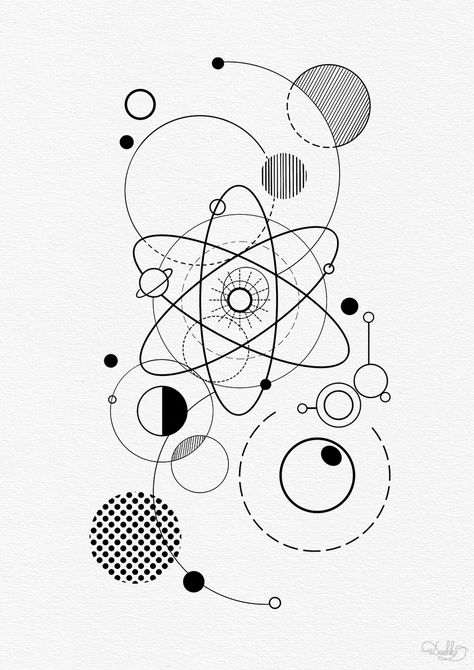 designed by #dushky / #art #illustration #digital #digitalart #design #graphics #printart #print #space #universe #stars #planets #geometry #geometricart #tattoo #tattoodesign #math #science Planets Line Art, Math Illustration Graphic Design, Science Symbols Art, Geometry Doodles, Universe Line Art, Math Symbols Art, Cosmic Geometry, Life Symbol Tattoo, Geometric Universe Tattoo