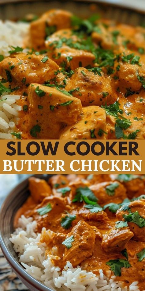 This Slow Cooker Butter Chicken is a rich, creamy, and flavorful dish that's easy to prepare.The slow cooker does all the work, making it perfect for a hassle-free dinner that the whole family will love. Enjoy! Check out our comforting slow cooker chicken meal. This is guaranteed to impress all. Crockpot Meals Summer, Butter Chicken Slow Cooker, Slow Cooker Sunday, Slow Cooker Butter Chicken, Fall Slow Cooker, Summer Crockpot, Simple Family Meals, Slow Cooker Meals, Easy Butter