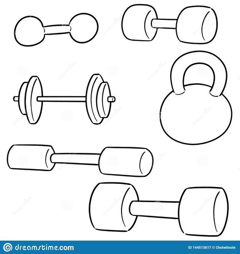 Gym Drawing Art Easy, Cartoon Dumbell, Dumbell Doodle, Dumbell Drawing, Gym Line Art, Dumbbell Drawing, Weights Drawing, Gym Doodles, Gym Dumble