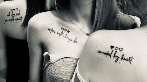 “Side by side or miles apart, sisters will always be connected by heart” Miles Apart, Sister Tattoos, Side By Side, Always Be, Tattoo Quotes, Siding, Tattoos