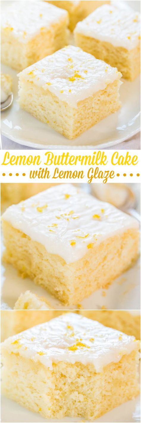 Lemon Buttermilk Cake with Lemon Glaze - An easy little cake with big lemon flavor!! Soft, fluffy, and foolproof if you like puckering up!! Buttermilk Cake, Averie Cooks, Cake Lemon, Lemon Glaze, Lemon Flavor, Gateaux Cake, Little Cakes, Lemon Desserts, Lemon Recipes