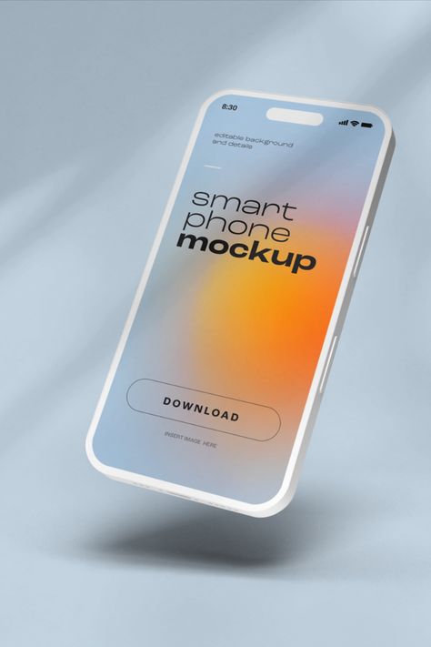 Good-looking clay iPhone 14 Pro mockup. Everything is easy to modify. It has a simple background with shadows. PSD file with a dimension of 3238×2160 px at 300 dpi. Download it free. Iphone Mockup Free, Iphone Mockup Psd, Macbook Mockup, Ipad Mockup, Iphone Mockup, Insert Image, Phone Mockup, Mockup Downloads, Latest Iphone