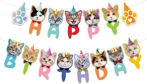 Amazon.com: Cat Birthday Banner Cat Birthday Decoration, 17 Pieces Cat Face Birthday Party Banner,Cat Face and Paw Print Happy Birthday Banner : Home & Kitchen Cat Birthday Banner, Photo Backdrop Birthday, Party Photo Backdrop, Birthday Garland, Party Bunting, Birthday Party Banner, Happy Birthday Banner, Cat Party, Cat Birthday