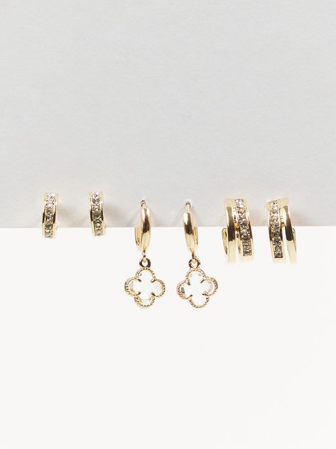 Pack Of Earrings, Altar'd State Jewelry, Gold Mini Hoop Earrings, Mini Gold Hoops, Earring Stacks, Teen Earrings, Earring Pack, Birkenstock Clogs, Bday Wishlist