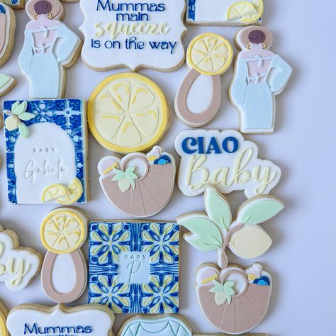 Ciao Bambino Baby Shower Theme, Ciao Baby Shower Theme, Italian Baby Showers, Fondant Cookies, Baby Shower Food, Baby Shower Theme, Custom Cookies, Mystery Box, Simple Pleasures