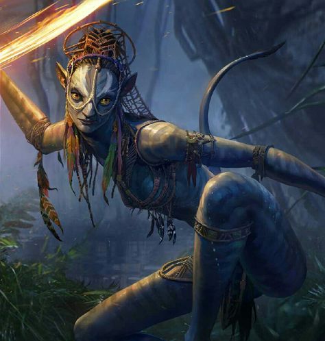 Morang is one of the controllable Na'vi commanders in the mobile game Avatar: Pandora Rising. As a member of the Anurai clan, Morang is a dancer by craft and a deadly hunter by trade. Having grown up in the bone sanctuary of her clan and away from the larger clans of the jungles and eastern seas, she had no interest in connecting with other Na'vi. Her passion was improving her skills. While other Na'vi perceive her as mysterious and secretive, this hasn't stopped her from being recognized as ... Avatar Artwork James Cameron, Avatar Pandora Fanart Oc, Avatar James Cameron Fanart, Avatar Body Reference, Avatar Pandora Fanart, Blue Avatar Oc, Anurai Clan, Avatar Fanart Pandora, Navi Avatar Oc