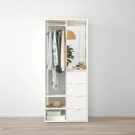 SUNDLANDET Open wardrobe - white - IKEA Wardrobe Ikea, Ikea Algot, Garderobe Design, Free Standing Wardrobe, Bedroom Cupboard, Open Wardrobe, Ikea Bedroom, Diy Wardrobe, Bedroom Armoire